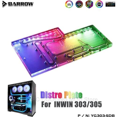 Barrow Distro plate for IN WIN 303/305 Dynamic Chassis, Waterway Board Deflector Water Cooling 5V MB SYNC YG303-SDB