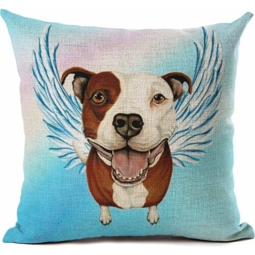 Animal Style Cute DOG Angel Wings Series Linen Cotton Square Home Decor Homeware Throw Pillow Cushion Cojines Almofadas