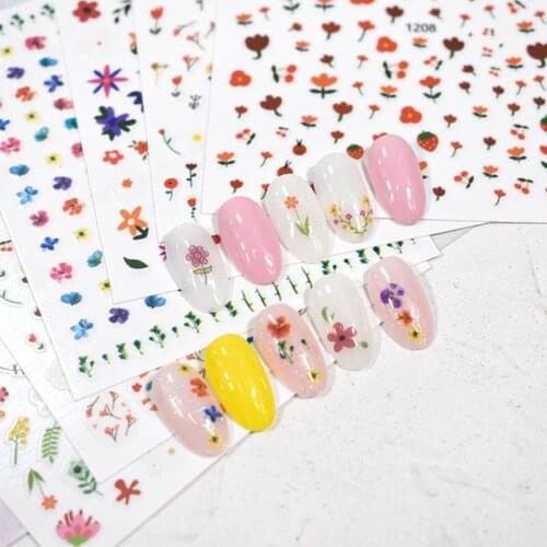 Summer flowers sticker for nail art accessories women girls nail tip tattoo ultra thin nail foils self adhesive nail srtip YJ036