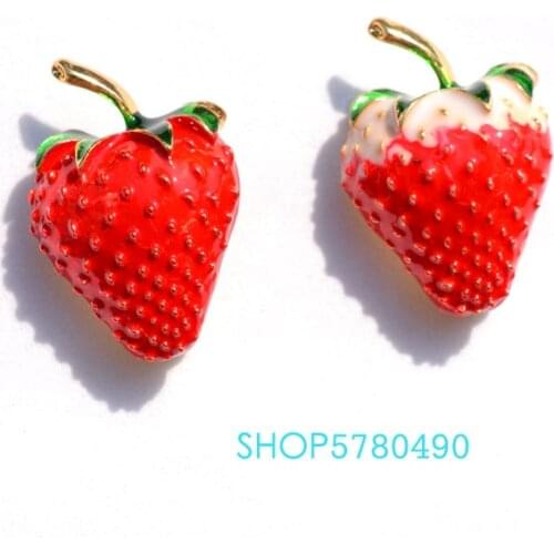 Fashion Jewelry Cute Strawberry Brooch Red Color Painted Corsage Women Elegant Pin Ladies Gifts Garment Party Dress Accessories