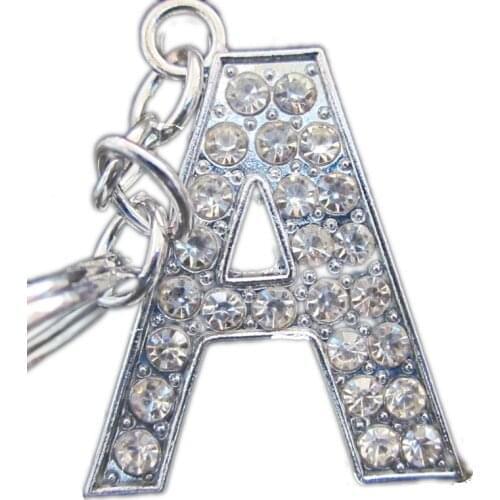 Fashion New Crystal Rhinestone Alphabet Keyring Initial Letter Key Ring Chain Unisex Keychain 26 Letters