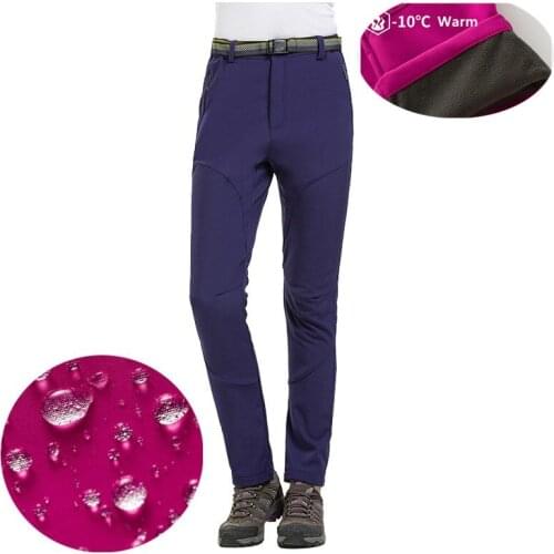 Autumn Winter Men Womens Fleece Pants Plus Velvet Thick Warm Waterproof Windproof Trousers Outdoor Camping Hiking Sports Pants