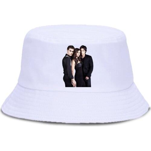 Vampire Diaries Panama Bucket Hat Women Men Hip Hop Cap Summer Fishing Hats Sun Flat Top Fisherman Caps Boonie Gift