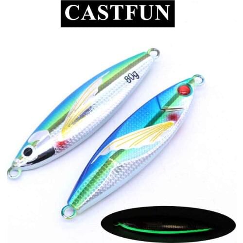 CASTFUN Jigging Lure 40g 60g 80g100g 1pc Metal jig Artificial Baits Glowing Slow Fishing Jigs Fishing Lures Slow jig