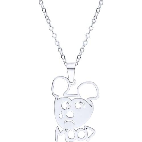 Mood Mouse European And American Simple Mens And Womens Necklace Stainless Steel Hip Hop Style Pendant Necklace Wholesale