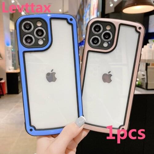 1pcs Clear Armor Transparent Phone Case For iPhone 12 11 Pro Max X Camera Protection Candy Cover For iphone Xs MAX XR 7 8 Plus