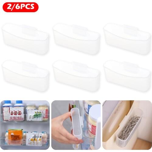 Transparent Storage Box Mini Fridge Organizer Clip-on Storage Box Holder Space Saver for Home Kitchen Refrigerator 2/6 PCS