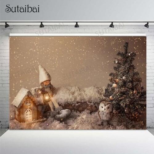 Merry Christmas Photography Background Winter Snowy Glitter Kids Newborn Baby Shower Portrait Decor Props Backdrop Photo Studio
