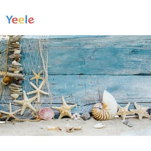 Summer Sea Ocean Seaside Beach Wood Board Shell Fishing Net Photography Backdrop Background For Photo Shoot Vinyl Photophone
