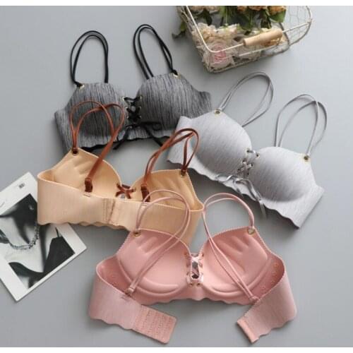 Sexy Push Up Bras Seamless Lingerie Women Lace Up Underwear Wire Free Bras Female Bralette