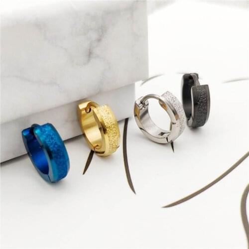 2pcs Stainless Steel Round Stud Earrings for Women Punk Matte Mens Earrings Geometry Circle Hiphop Ear Jewelry