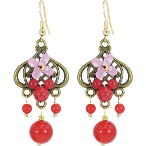 Classic Gold Flower Tassel Drop Earrings for Women Bohemian Statement Ethnic Hanfu Earring Brincos Ethnic Party Jewelry Gift