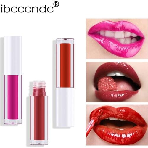 Brand New 5 Colors Makeup Mirror Liquid Lip Glaze Moisturizing Lasting Non-Stick Cup Sexy Shiny Lip Gloss Lip Tint Cosmetics
