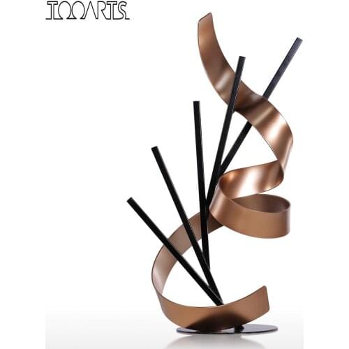 Tooarts Statue Line and Ribbon Modern Metal Sculpture Metal Sculpture Iron Abstract Sculpture Office Living Room Desk Ornament
