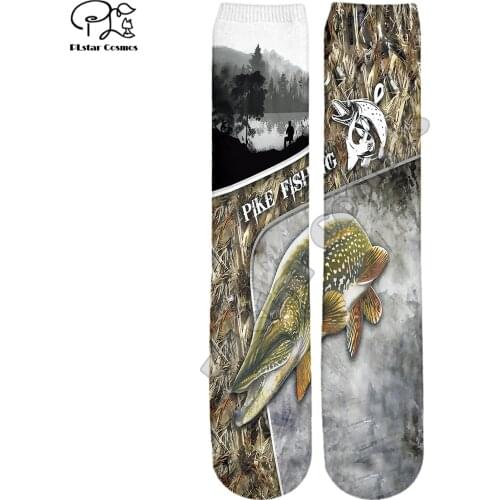 PLstar Cosmos Amazing Fishing 3D Printed Cotton Socks Colorful Brand Warm Animal Stocking Unisex Fashion Casual Sock Style-F4
