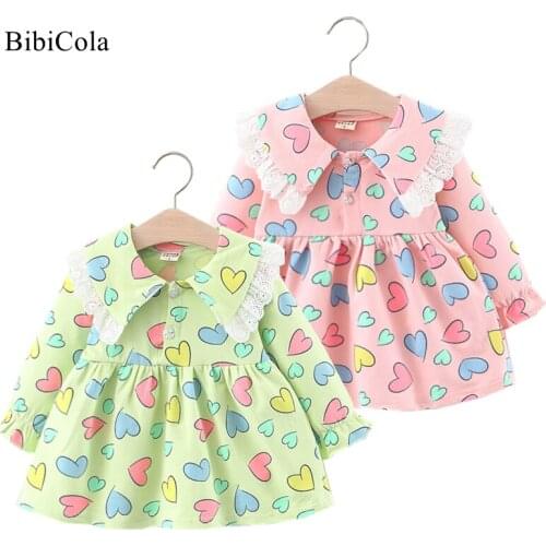 Spring Autumn Children Dress Clothing Cotton Girls Dress Collar Christmas Flower Print Pattern Costumes Kid Dress for 1-4Y