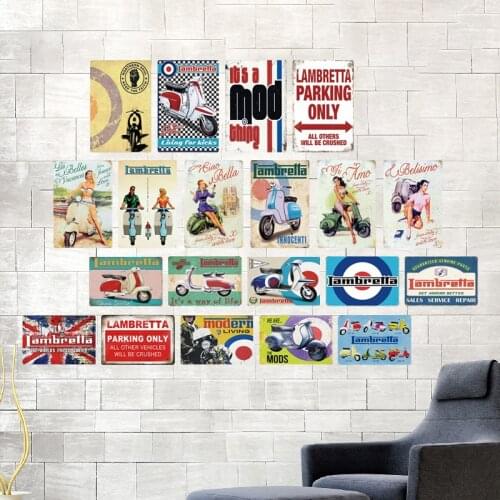 Scooter Vintage Tin Sign Plaque Metal Vintage Retro Motorcycle Metal Sign Wall Decor For Garage Decorative Metal Plate