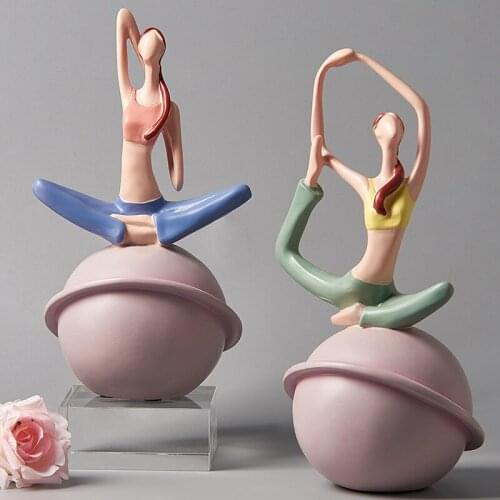 [VIP] Modern Yoga Female Ornaments Beauty Salon Yoga Shop Cabinet Decoration Resin Crafts Bookcase Entrance Home Decor