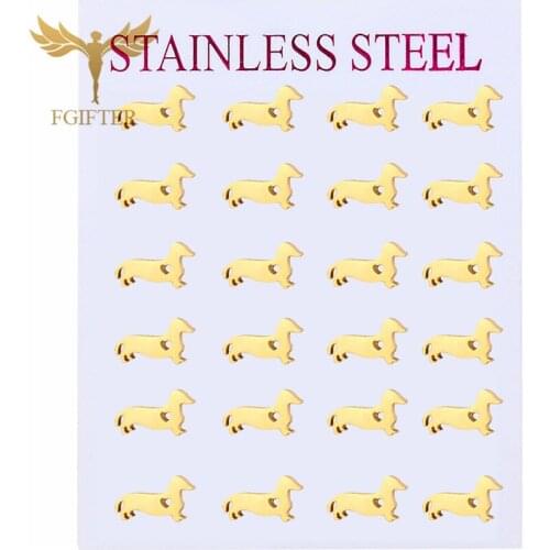 Ovely Stainless Steel Dog Earrings for Women Children Jewelry Trendy Cute Animal Heart Dog Stud Earrings Girls Birthday Gifts