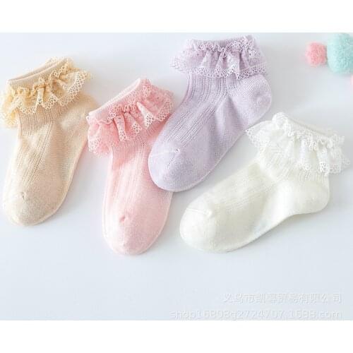 1 Pairs Baby Socks Girls Socks Spring and Autumn Baby Girls Cotton Socks Thin Lace Lace Socks Children Princess Socks