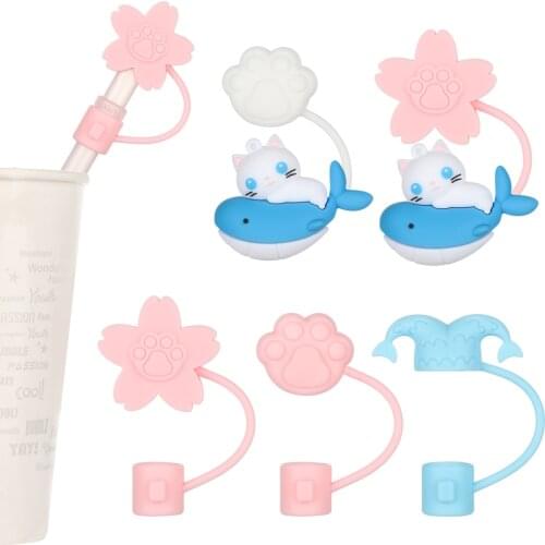 1 PC Creative Cute Silicone Straw Plug High Quality Reusable Drinking Dust Cap Glass Cup Accessories Cartoon Plugs Tips Cover