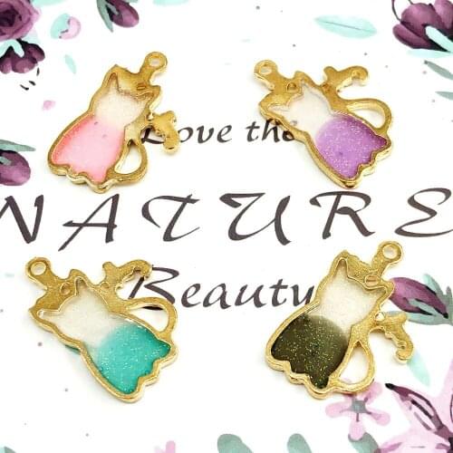 10 PcsHigh Quality Fashion Charms Enamel Colored Cat Alloy Pendant Making Gift Hair Earring Necklace Accessories DIY Craft 2018