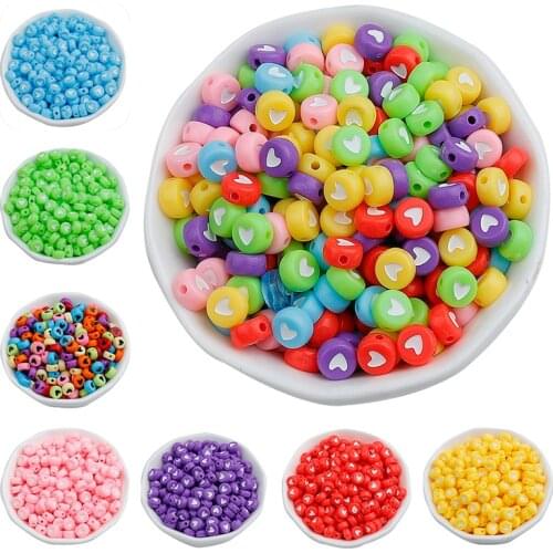 100 Pcs/Lot New Sale Wholesale Flat Heart-Shaped Handmade DIY Loose Beads Letter Acrylic For Necklace Bracelet