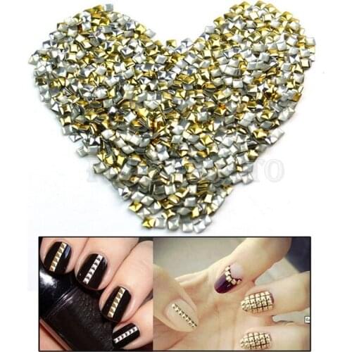 120Pcs 6 Shapes Nail Art Studs For Women Golden Silver Metal Nail Art Stickers Decor Tips Metallic Studs Nail Art Supplies