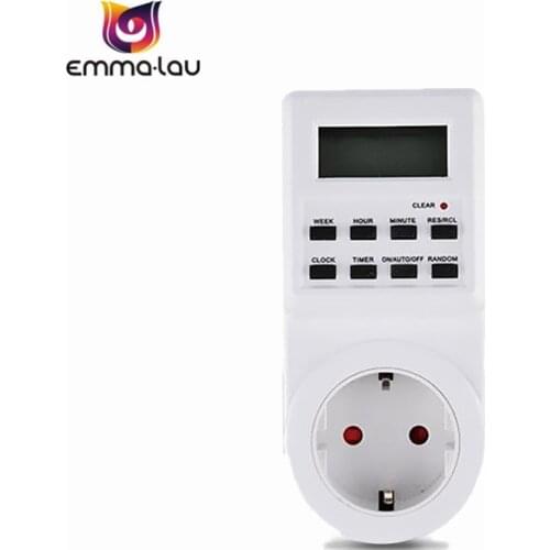 230V 16A EU Plug-in Programmable Timer Socket LCD Digital 12/24 Hour Time Switch Socket with Clock Summer Time Random Function