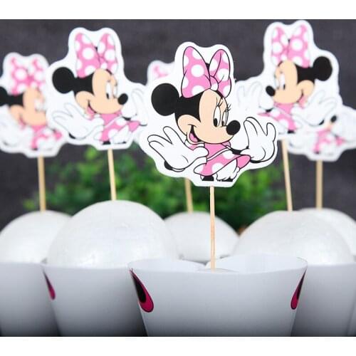 24pcs/lot 12pcs Cake Topper + Wrappers Girls Happy Birthday Party Supplies Cake Fruit Pickers