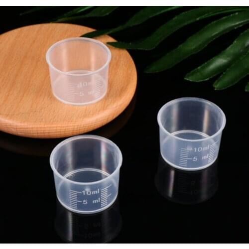 50Pcs 10ml Measuring Cup Plastic Clear Disposable Liquid Volumetric Measurement Cup Graduated Measure Beaker Kitchen Baking Tool