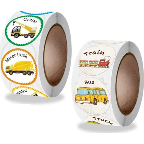 500pcs 1Inch Truck Vehicle Reward Stickers Tank Car Train Label for Kids School Children Early Education Toy GIft Seal