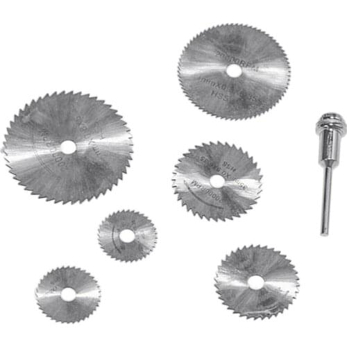 7Pcs HSS Rotary Tools Circular Saw Blades Cutting Discs Mandrel Cutoff Cutter Power Tools Multitool Christmas Gift