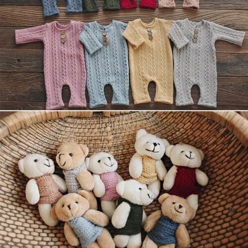 8-color Baby Newborn Photography Props Cute Animals Bear Outfits Bonnet Doll Set Backdrop Fotografia Studio Shoots Photo Props