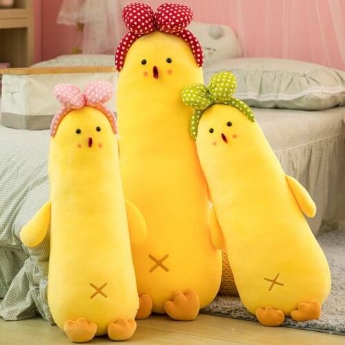 80/100CM Long Chick Pillow Stuffed Cartoon Animal Chicken Doll Sleep Cushion Boyfriends Pillow Birthday Gifts