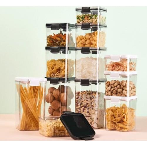 Acrylic Food Storage Container Multigrain Noodle Beans Cereal Jars 460-1800ML Stackable Storage Tank Transparent Box Sealed Cans