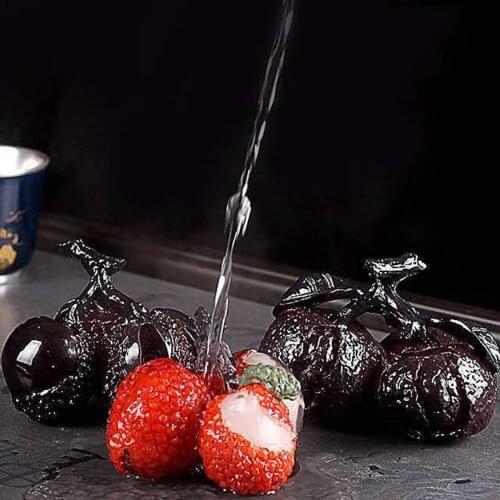 Fruit Ornament That Change Color In Water Tea Set Accessories Litchi Oranges Personalized Tea Pet Ornaments With Gift Box Packag