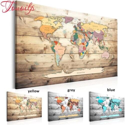 Touoilp diamond embroidery stitch crystal square&round diamond sets decorative 5d World Map Colorful diamond painting mountain