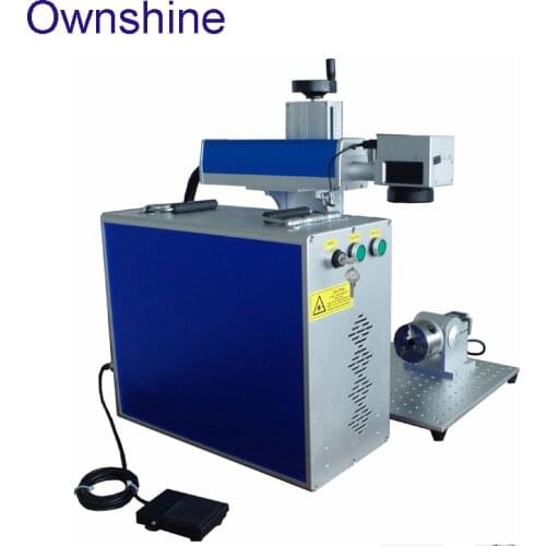 Free shipping and no Tax to Russian high quality 30W gold silver fiber laser marking machine with rotary axis for rings