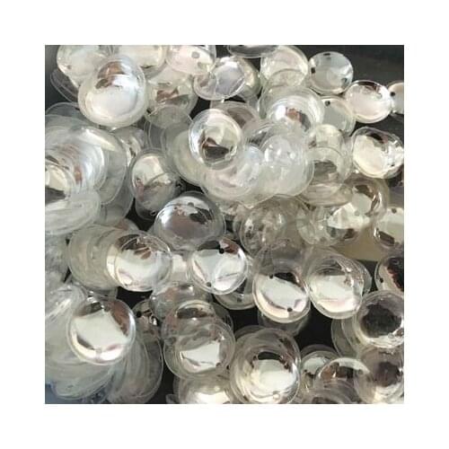 200pcs 20mm Large Round Cup Sequins Golden Platting Garment Decoration Crafts Materials Beauty Accessories Crystal White