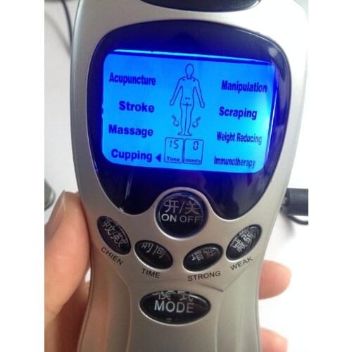 Free Shipping Household Electrical Acupuncture Massager Pulse Meridian Digital Therapy Machine Silver Electronic Cupping +10pads