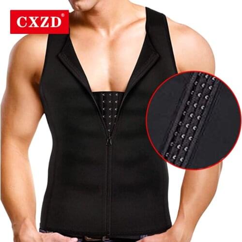 CXZD Mens Slimming Modeling Strap Belt Slimming Corset Vest Compression Shapewear Slim Three-breasted Top Fat Burning Vest