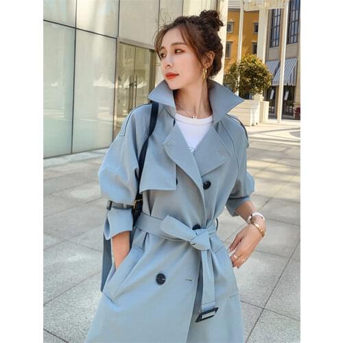 Designed Windbreaker Womens Mid-length Style Korean Style Loose Drape Popular Coat Autumn 2021 Trench Coat Long Outerwear