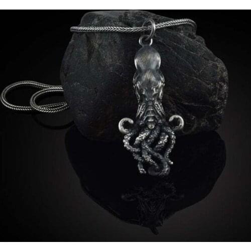 Hot Sell Octopus Sea Monster Pendant Necklaces for man Cthulhu Pure Tin Anti-oxidation Jewelry on the neck Mens Chain Necklace