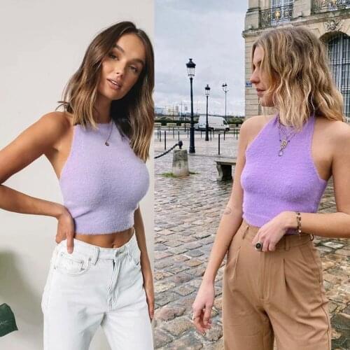 2020Summer European and American style French style fashion waist trimming slimming short lace up sweater vest top