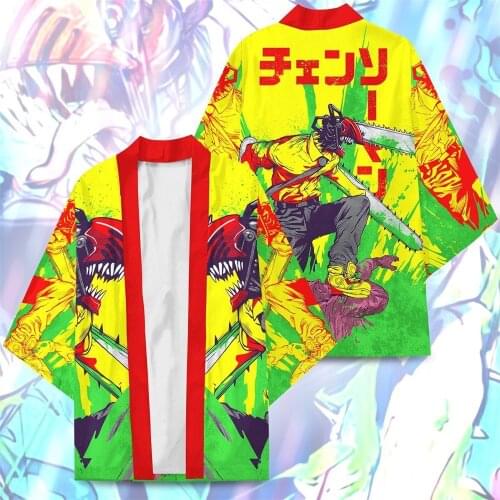 Anime Chainsaw Man Pochita Denji Cosplay Costume Coat Uniform Cloak Tops Kimono Haori Shirt Unisex