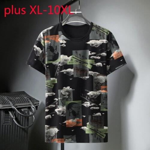 New Arrival Fashion Super Large Men Mercerized Cotton Summer Casual O-neck Print Knitted Men T Shirt Plus Size Xl-7XL8XL9XL10XL