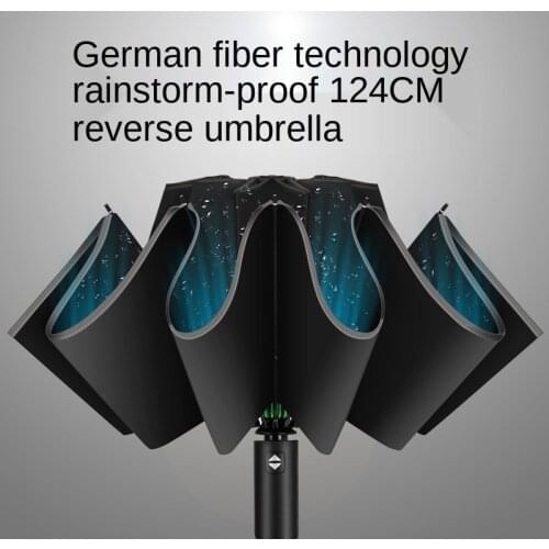 New Large Automatic Folding 10-Bone Three-Fold Reverse Rain and Rain Dual-Use umbrella rain women umbrella academy