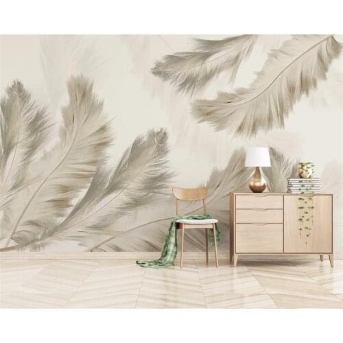 Custom wallpaper 3d light feather mural modern minimalist Nordic background wall living room bedroom Hotel decoration фотообои