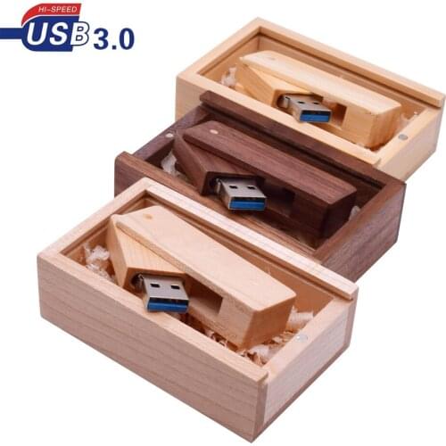 Custom Logo Wood Rotae Square Saber Flash Drive Usb + Box Usb 3.0 8g/16g/32g/64g /128g Usb Flash PenDrive Photo Gift Memory Disk